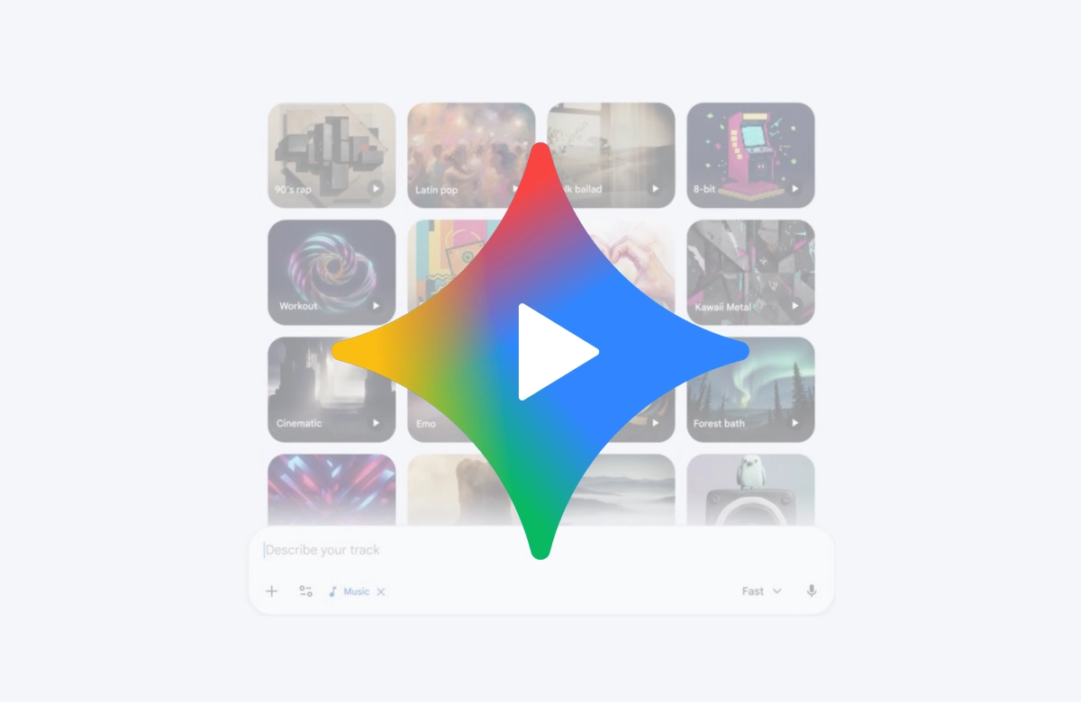 Yapay zeka ile müzik bestelemeyi sağlayan Gemini arayüzü illüstrasyonu.