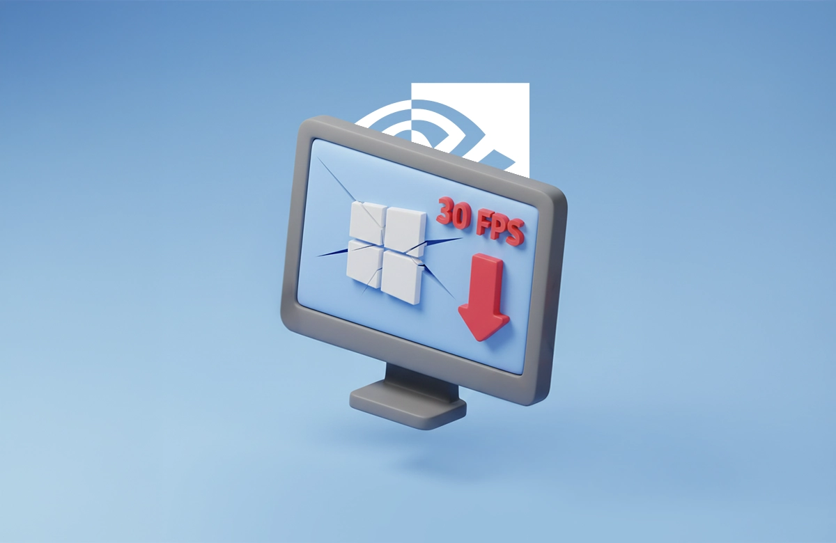 Düşük FPS ve bağlantı sorunu gösteren bilgisayar ekranı simgesi.