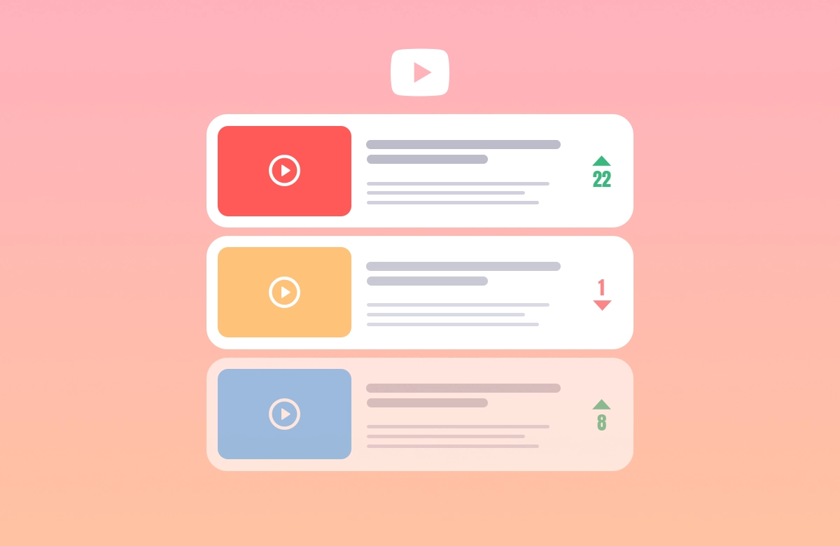 YouTube video analiz ve sıralama verilerini temsil eden minimalist 2D illüstrasyon.